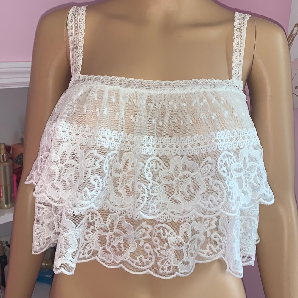 BNWT lace sheer cropped top